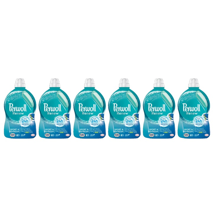 Set 6 x Perwoll Detergent Lichid 2.970L Renew Sport&Refresh 54 Spalari, ingrijire delicata a tesaturilor, protectie impotriva uzurii, protectie impotriva calcarului, alergeni redusi, tehnologie anti-miros