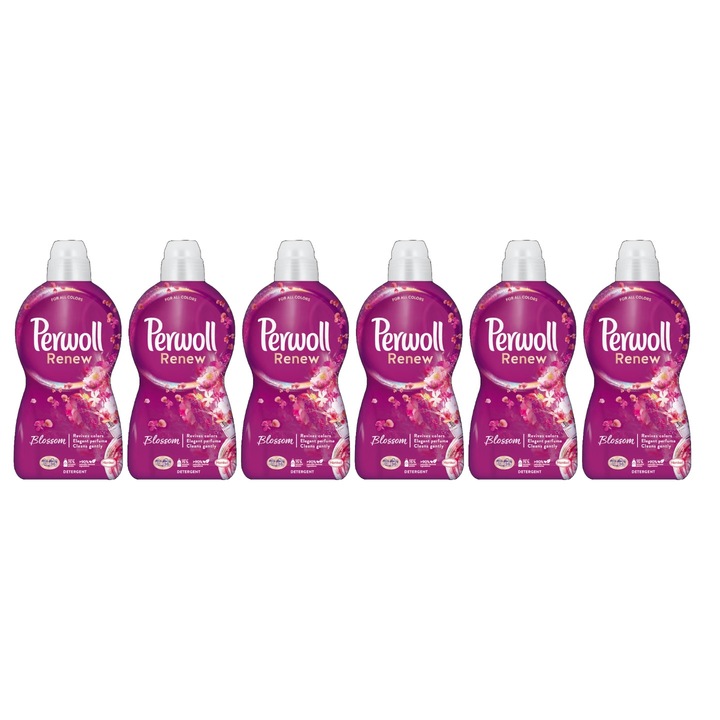 Set 6 x Perwoll Detergent Lichid 1.98L Renew Wool Blossom 36 Spalari, ingrijire delicata a tesaturilor, protectie impotriva uzurii, protectie impotriva calcarului, alergeni redusi, tehnologie anti-miros