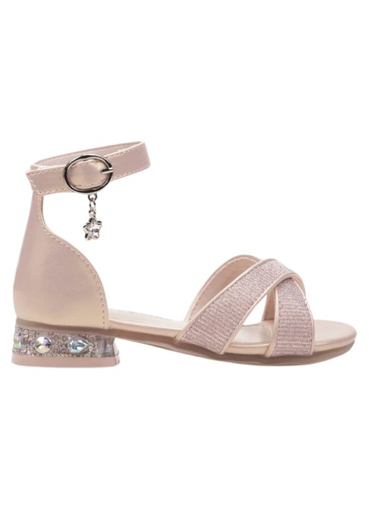 Sandale elegante fetite, M555, cu toc, roz