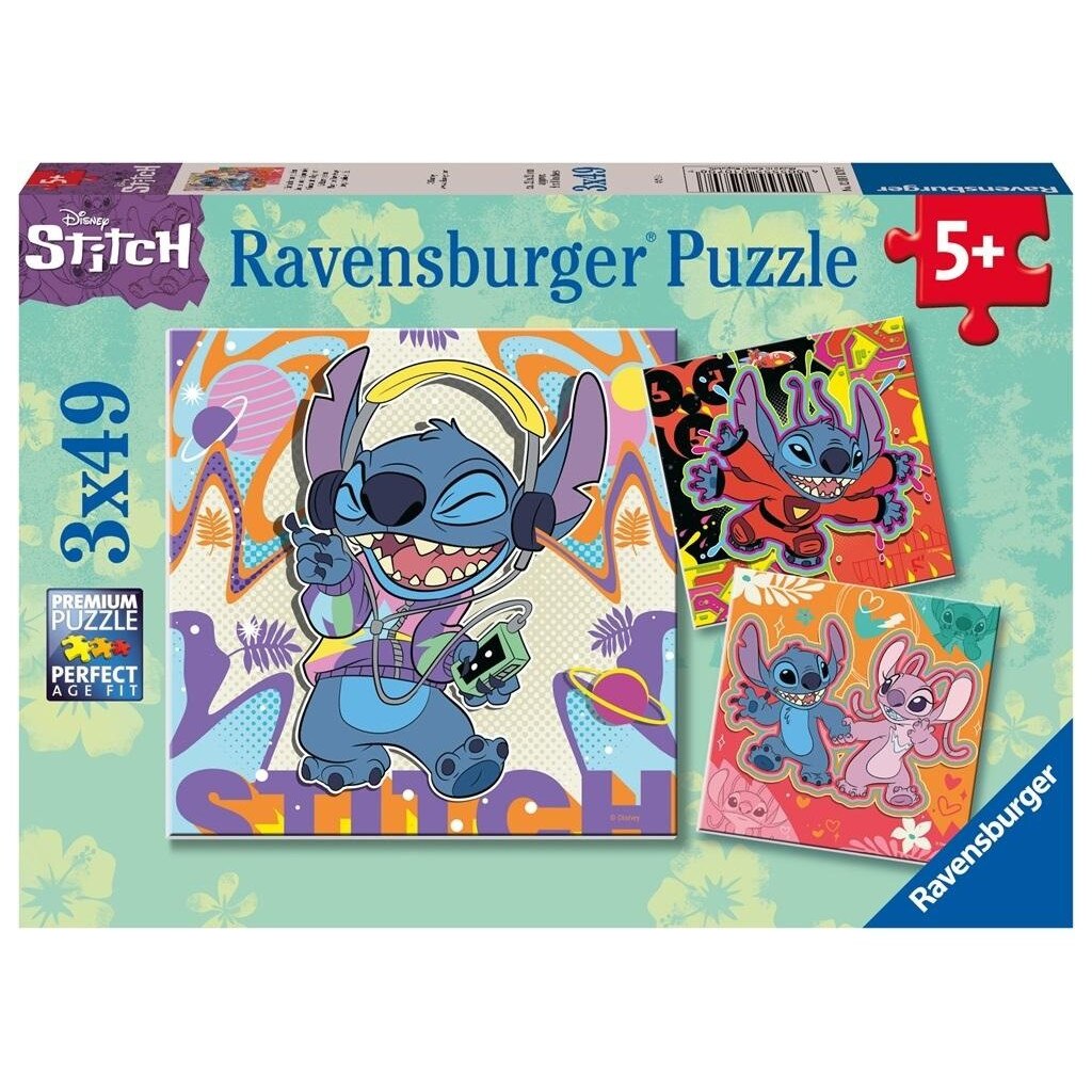 Puzzle Ravensburger - Disney Stitch in ritmul muzicii, 3x49 piese