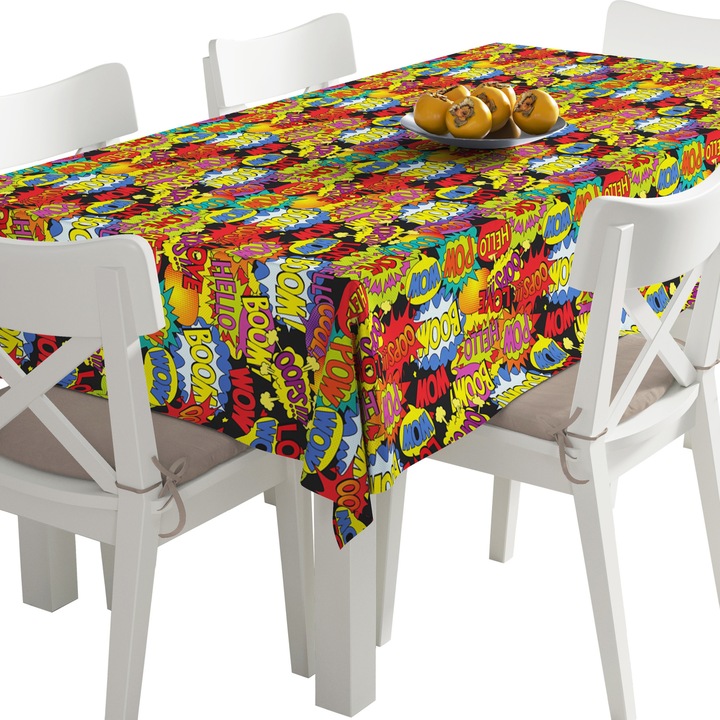 Abrosz, Képregénybetűk, Poliészter, Téglalap, Méret: 140cm x 350cm, TDX027/350