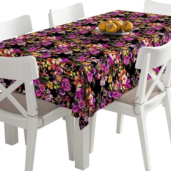 Abrosz, botanikai minta, poliészter, téglalap, méret: 140 cm x 200 cm, TDX026/200