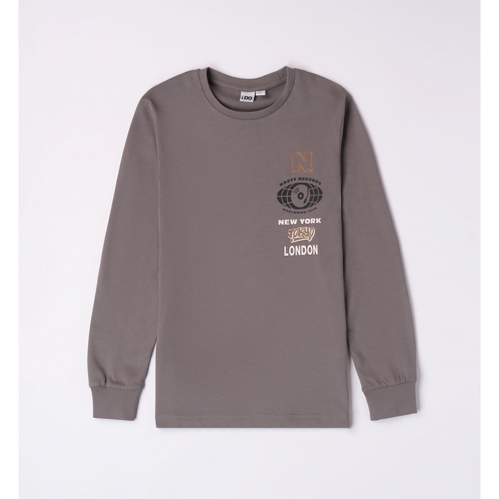 Bluza cu imprimeu pentru baiat, I Do, 4.7692, Gri, Alb/Negru/Maro/Gri