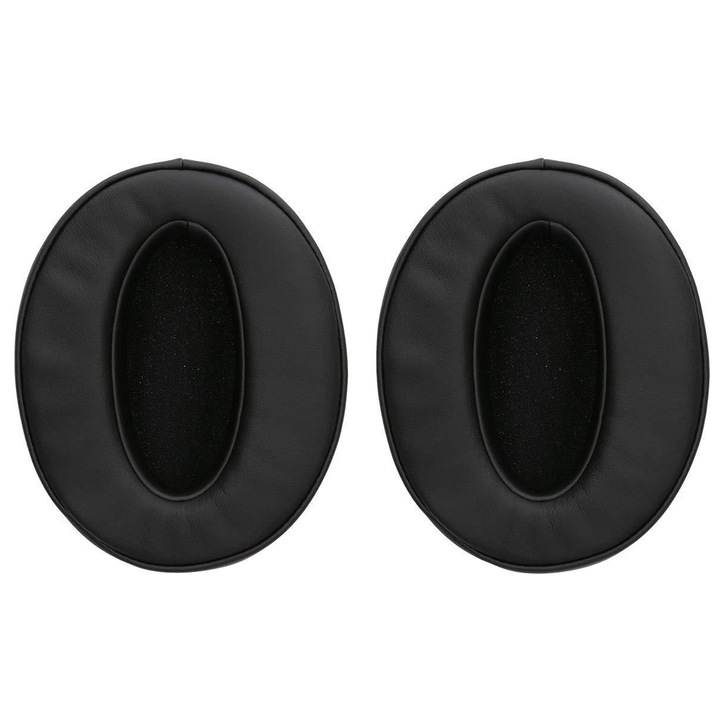 Set 2 Bureti De Schimb pentru casti Sennheiser HD4.50 BTNC, Zggzerg, Over-Ear, Reducerea zgomotului, Moale si elastic, Design ergonomic, Usor de montat, Cu plasa de praf, Pielea proteica, 90mm x 80mm, Negru