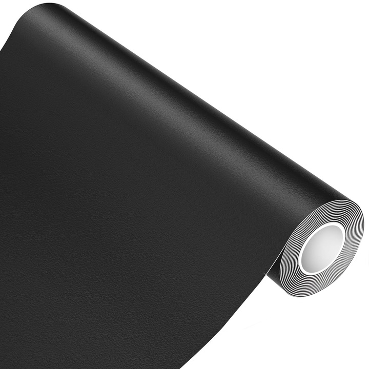 Piele ecologica, Zggzerg, Autoadeziv, Impermeabil si rezistent la mucegai, uzura, Potrivire naturala, Usor de curatat, Pentru reconditionare retapitare canapea, scaun, interior auto, Rola 50 x 137 cm, Negru