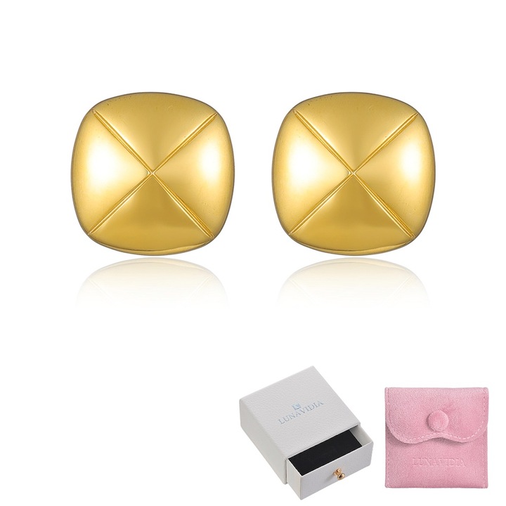 Cercei de dama LUNAVIDIA, ac de argint 925, zirconiu grad 3A, placare cu aur, auriu