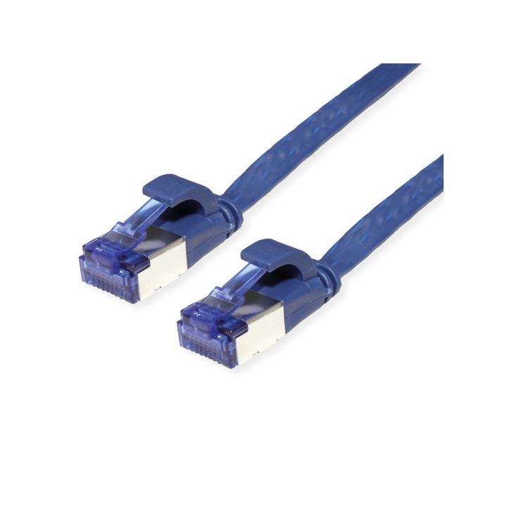 Пач кабел ROLINE VALUE 21.99.2154, FTP Cat.6А (Class EA), плосък, син, 1.5м