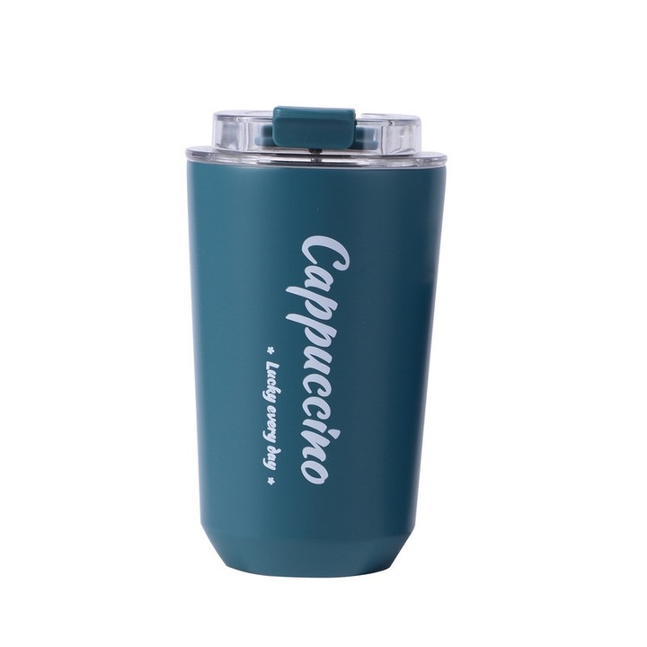 Cana termoizolanta, inox, capacitate 380ml, albastru, design portabil