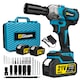Masina de insurubat cu impact Gisam,1000N.M Cheie de impact electrica fara perii 21V, Contine 2*4.0 Ah acumulatori,33 de accesorii si o cutie portabila din plastic