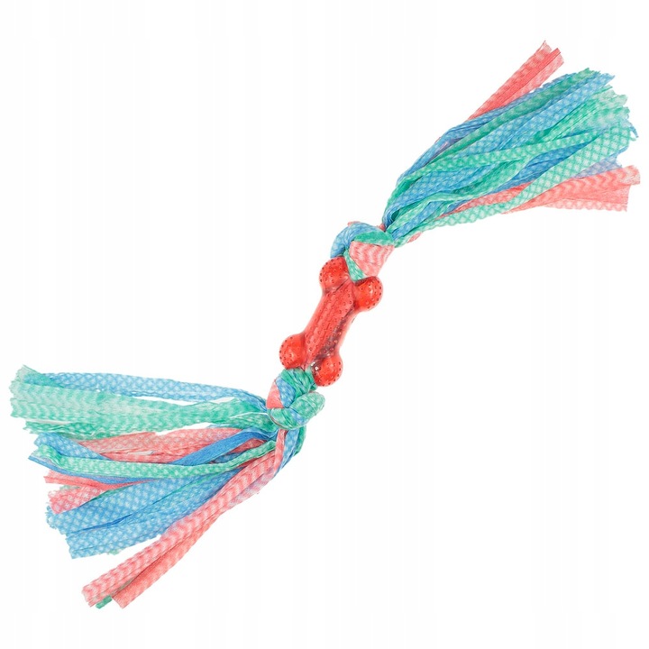 Kutyajáték, Wesolypupil, hozó, 50x8x4,5 cm, textil, rózsaszín/kék/zöld