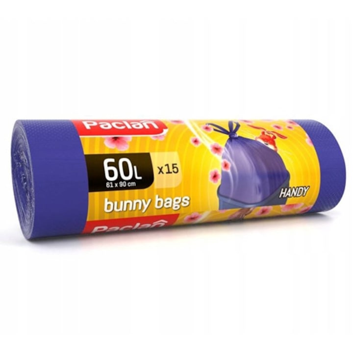 Комплект чували за боклук Paclan, ароматизирани, лилави, 60L, 10 бр
