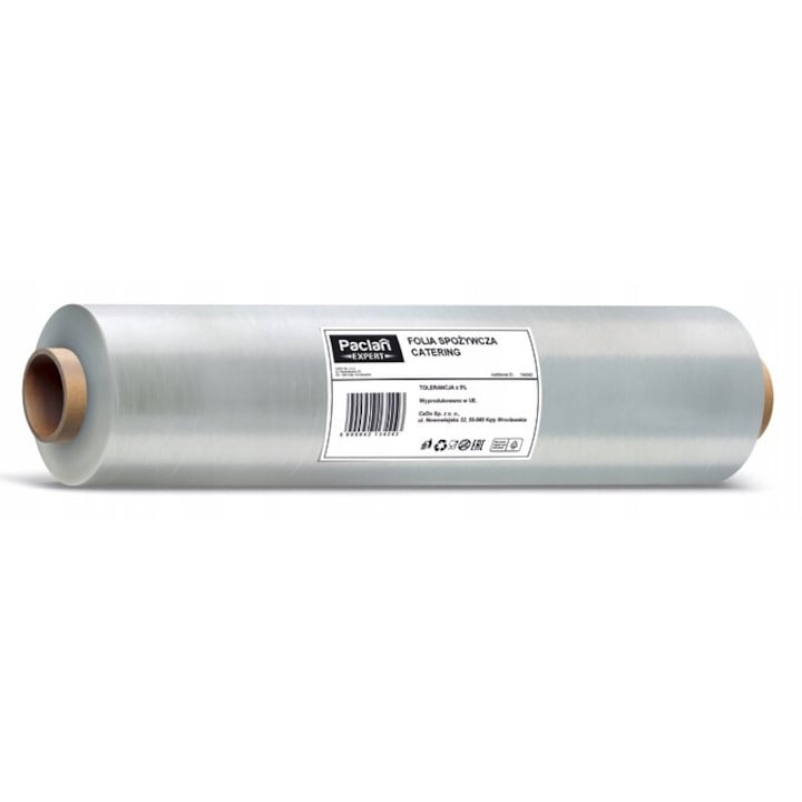 Folie alimentara, Paclan, Pasta de Hartie, Biodegradabil, 29 cm x 150 m, Transparent