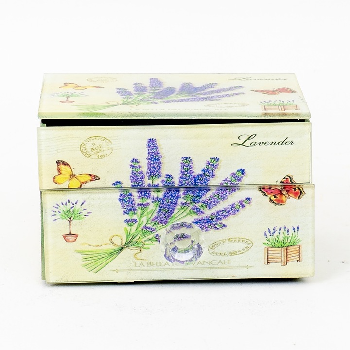 Üveg ékszerdoboz + tároló fiók, 12x8x8 cm, BSP / CC 055-2_1