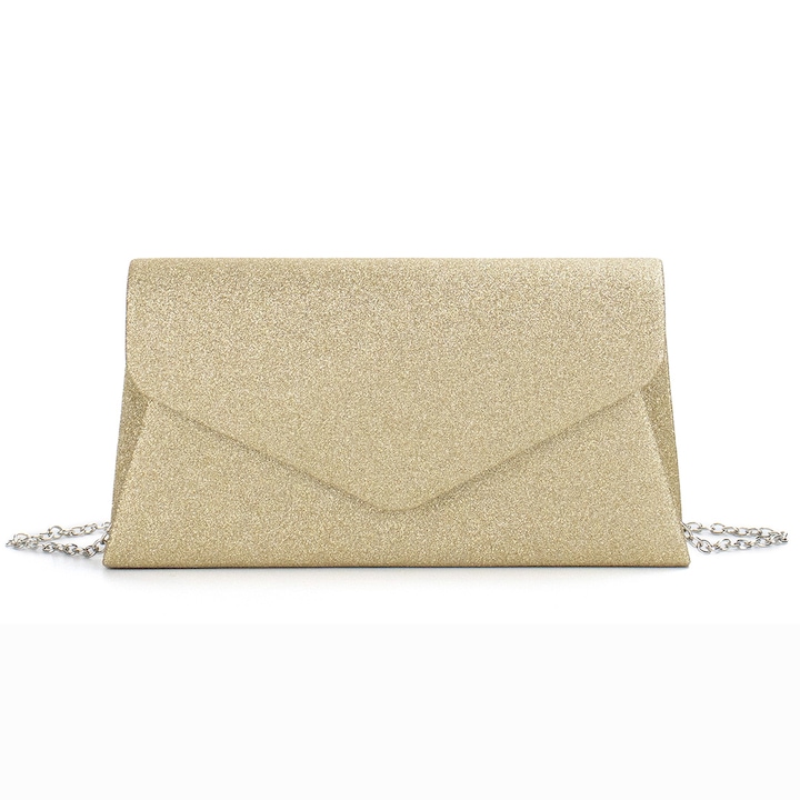 Geanta plic nunta aurie cu sclipici