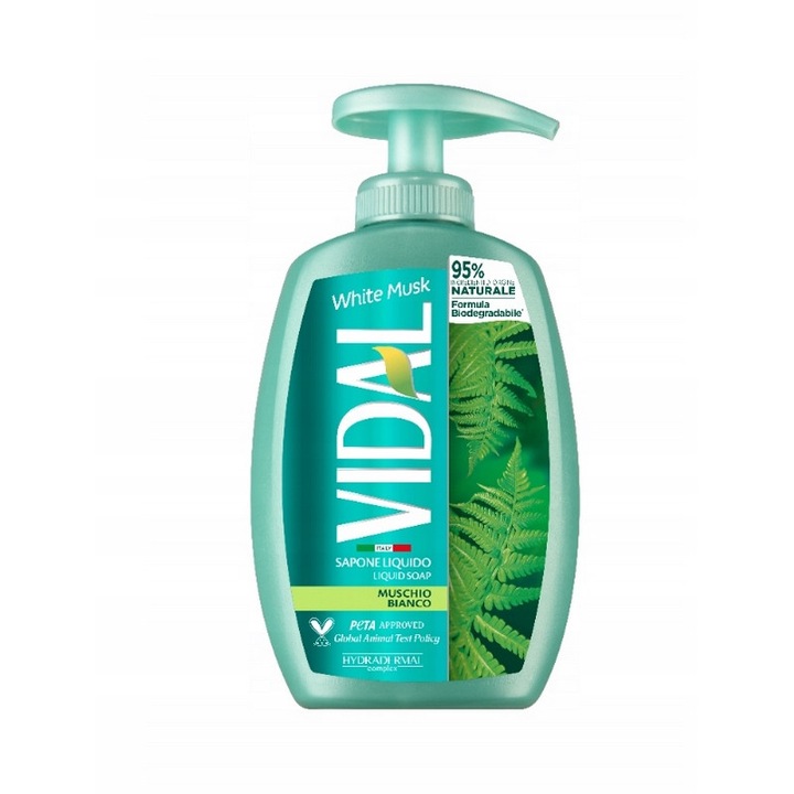 Sapun lichid, Vidal, Muschio Bianco, Hidratant, Biodegradabil, 300 ml