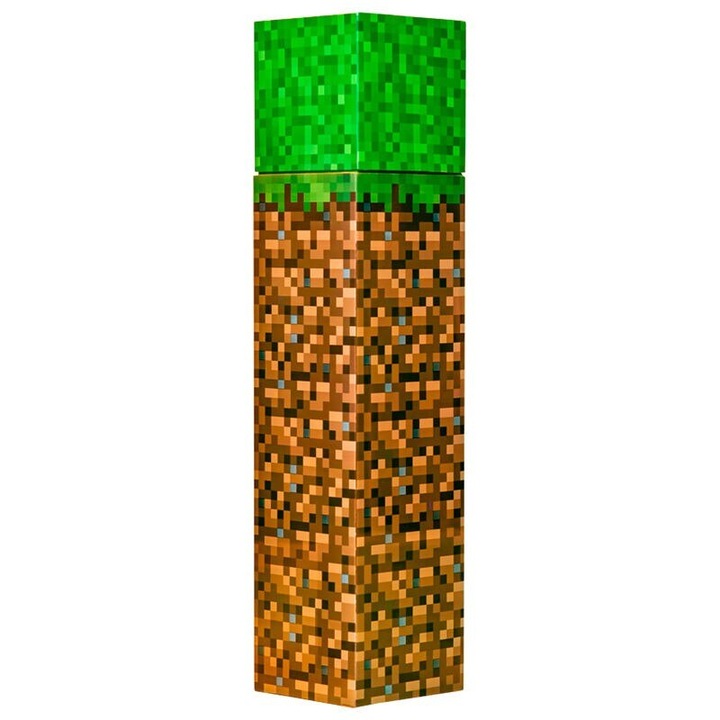 Детска бутилка за вода във формата на Minecraft Earth, 650 мл Зелена