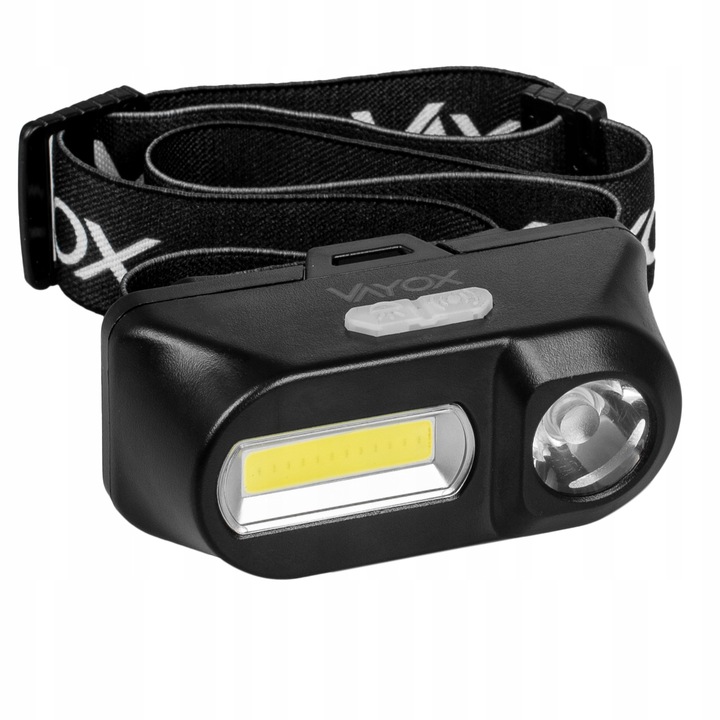 Vayox VA0175 LED челник, XPE 210lm, USB, 8 режима на светене, водоустойчив IP44, черен