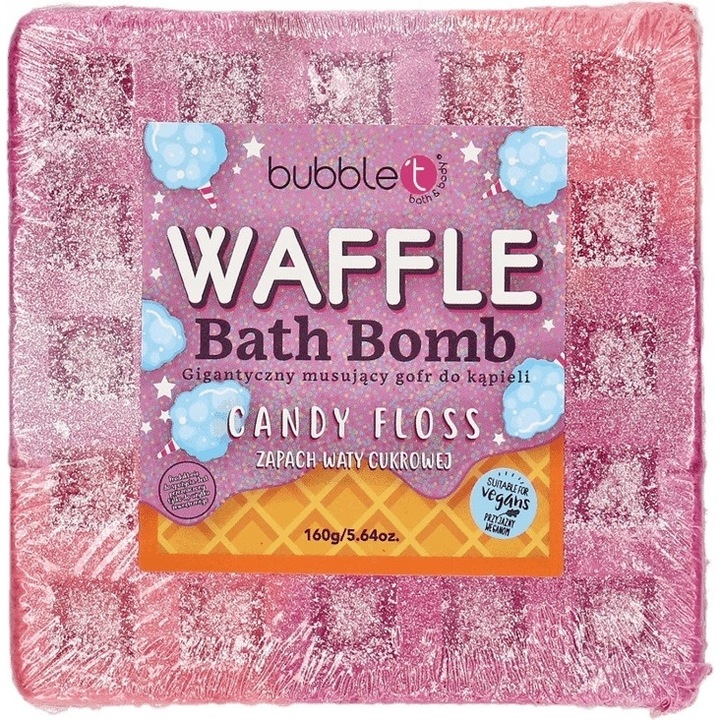 Bomba de baie Bubble T, waffle, aroma vata de zahar, vegan, 160g