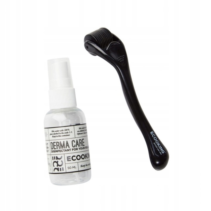 Кожен валяк и дезинфекционен разтвор, Ecooking, Derma Roller, система с микроигли, 0,5 mm