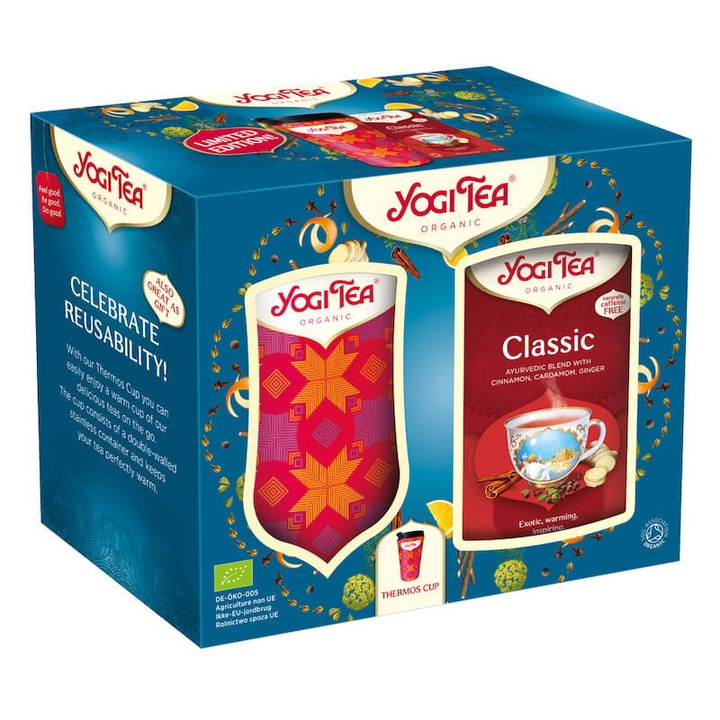 Set cana termica + ceai, YOGI TEA, Inox, 17 plicuri, 350 ml, Multicolor