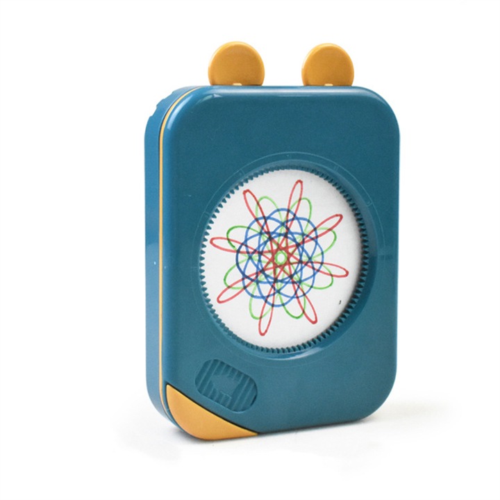 Kreatív rajzkészlet, BOMSTOM, műanyag, kék, 13,3x8,8x2,5 cm