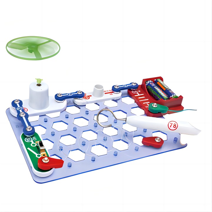 Blocuri electronice, asamblare de circuite, set de experimente stiintifice, jucarie educativa de constructie pentru copii, 112 de moduri de joaca