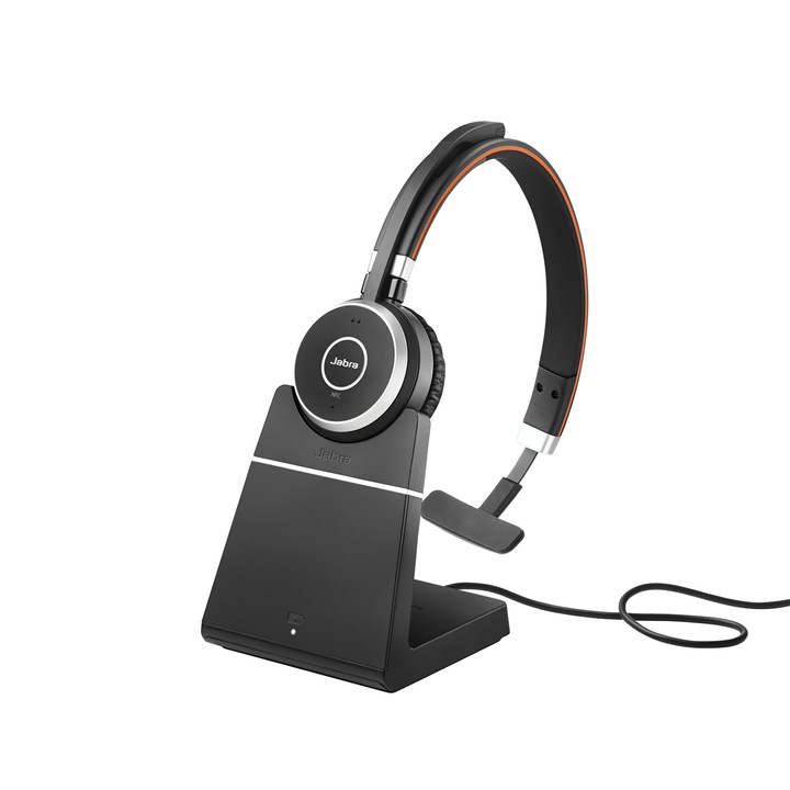 Casti Wireless JABRA Evolve 65 SE, Over the ear, Bluetooth, Negru, Stand de incarcare