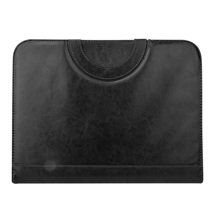 Mapa A4 cu Clipboard, Piele ecologica, buzunare multiple, negru