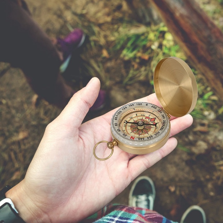 Компас в стил ретро джобен часовник, QttvbTna, месинг