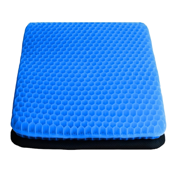 Perna scaun, cu gel, confort sporit, distribuie uniform presiunea, reduce disconfortul, faciliteaza o postura buna, 40 x 35 x 2 cm - COMFORTKA