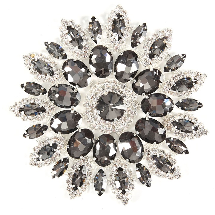 Kristály dekoráció, QttvbTna, kristályüveg, ezüst/fekete, 11cm