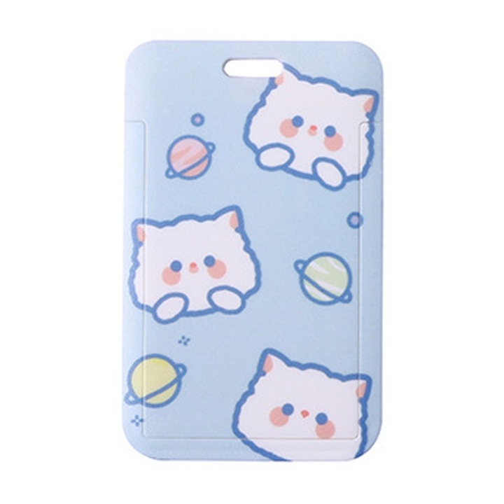 Husa pentru card, AMRINUGL, ABS, Tematica pisica, Impermeabil, Albastru