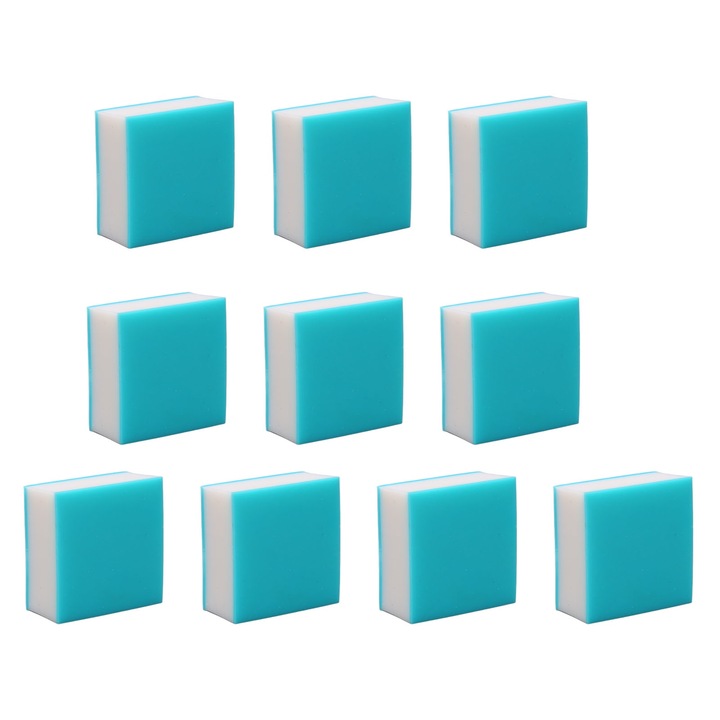 Set 10 blocuri gravura, QttvbTna, 3x3x1.5cm, Albastru/Alb