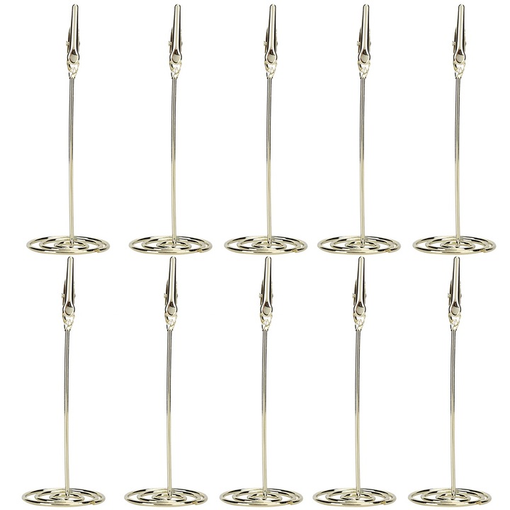Комплект 10 метални щипки за карти, AMRINUGL, златни, 11.4x3.9см