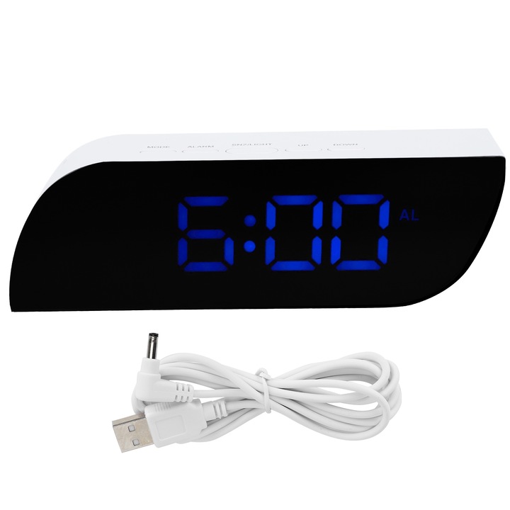 LED digitális óra, QttvbTna, 4.7x14cm fehér