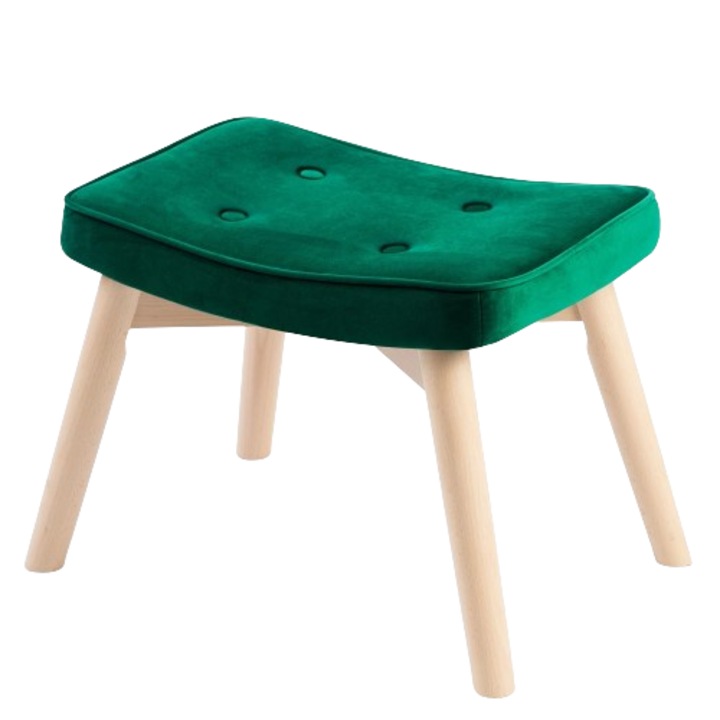 DacEnergy fotelszék, bársony anyagból, fa lábakkal, skandináv stílusban, 38 x 52 x 36, 5 cm, zöld