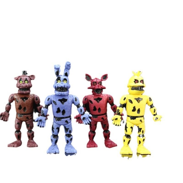 Set 4 figurine Foxy, chica, bonnie, golden freddy, Five Nights at Freddys, 14 cm, multicolor, +4 ani, HAPPY JOKER®