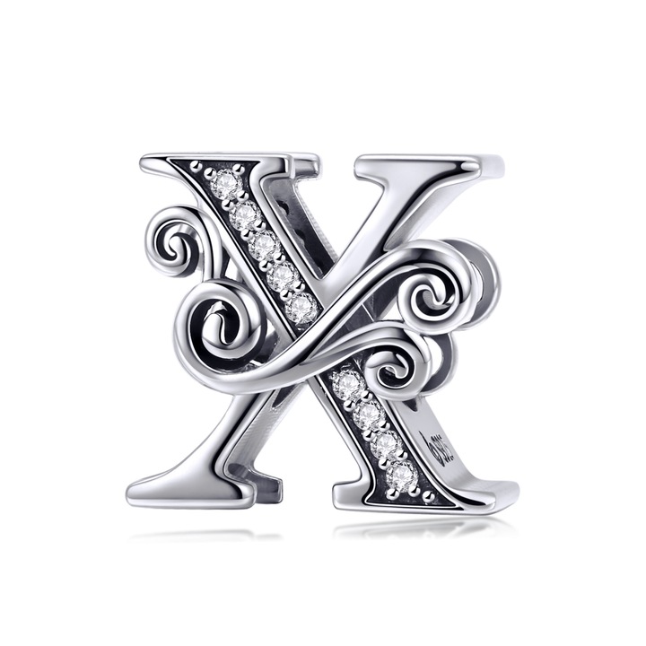 Lorrifal medál, ezüst 925, X betű, Pandora karkötőhöz