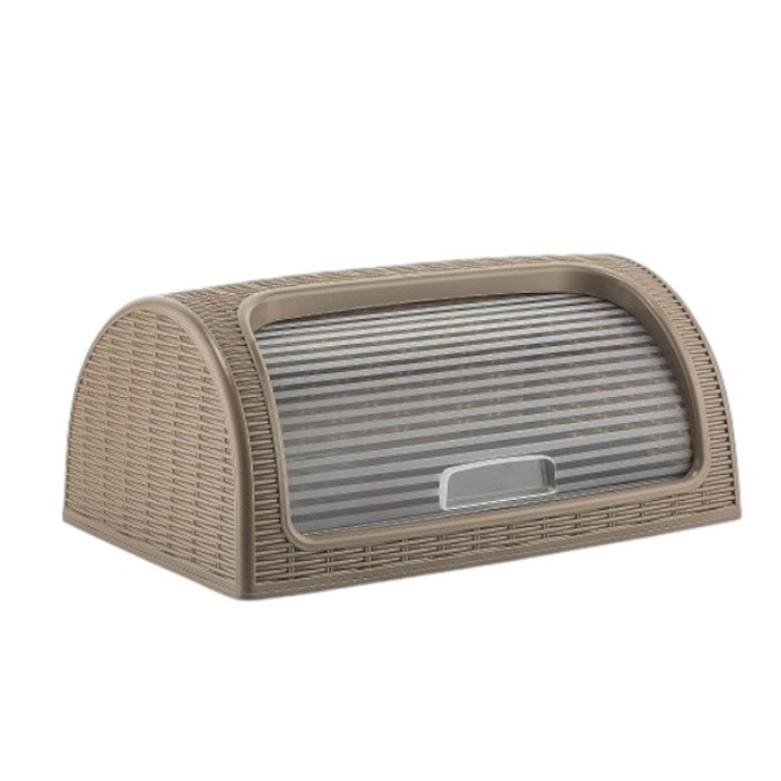 Cutie Paine din plastic model Ratan, Maro, 42x26x19 cm