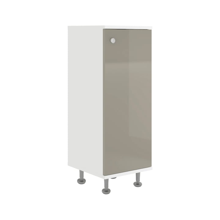 Corp Baie haaus Zaria, 1 Usa, Gri Lucios/Alb, MDF, L 30 x l 35 x H 85 cm