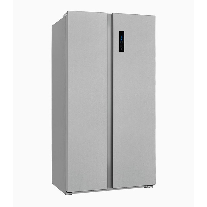 Frigider side by side Exquisit, capacitate 562 litri, H 177, functie Full No frost, mod Eco/Smart, sistem Multi Airflow, racire si congelare rapida, compresor Inverter, display digital, Child Lock, semnal acustic, iluminare interioara LED, silentios, inox