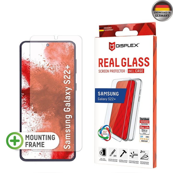Комплект Стъклен Протектор + Кейс за Samsung Galaxy S22 Plus 5G - Displex Premium Pack - Прозрачен