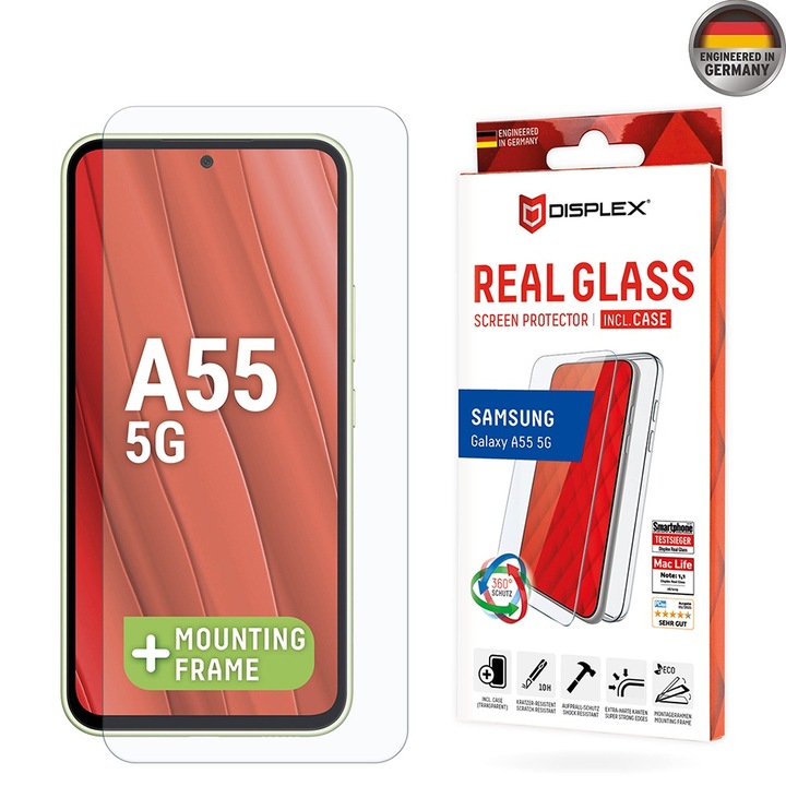 Комплект Стъклен Протектор + Кейс за Samsung Galaxy A55 5G - Displex Premium Pack - Прозрачен