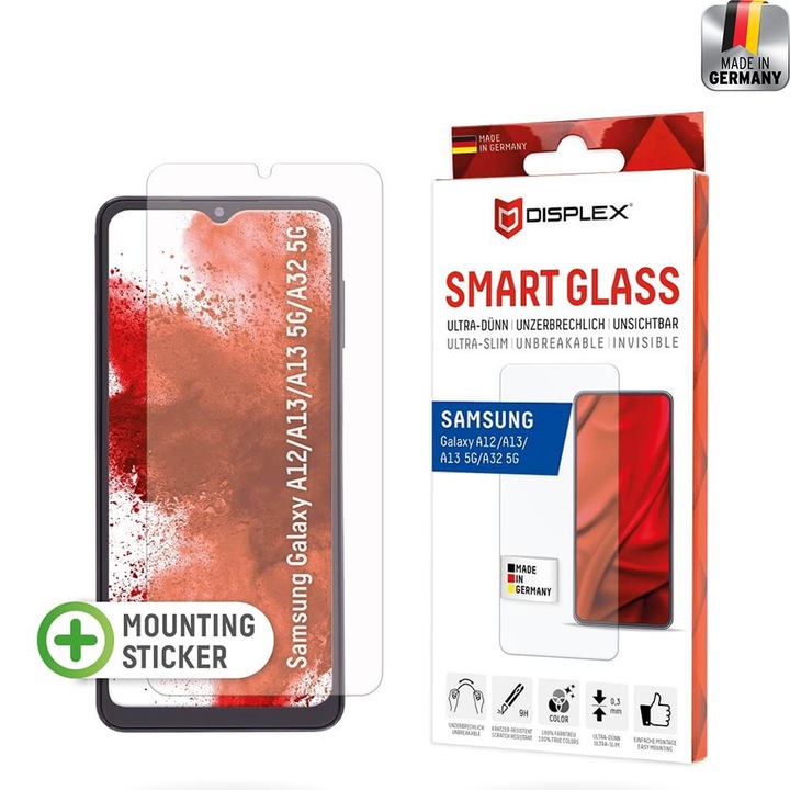 Стъклен Протектор за Samsung Galaxy A12 / A12 Nacho / A02 / M02 / F12 / A32 5G / A13 5G - Displex Premium Smart Glass - Прозрачен