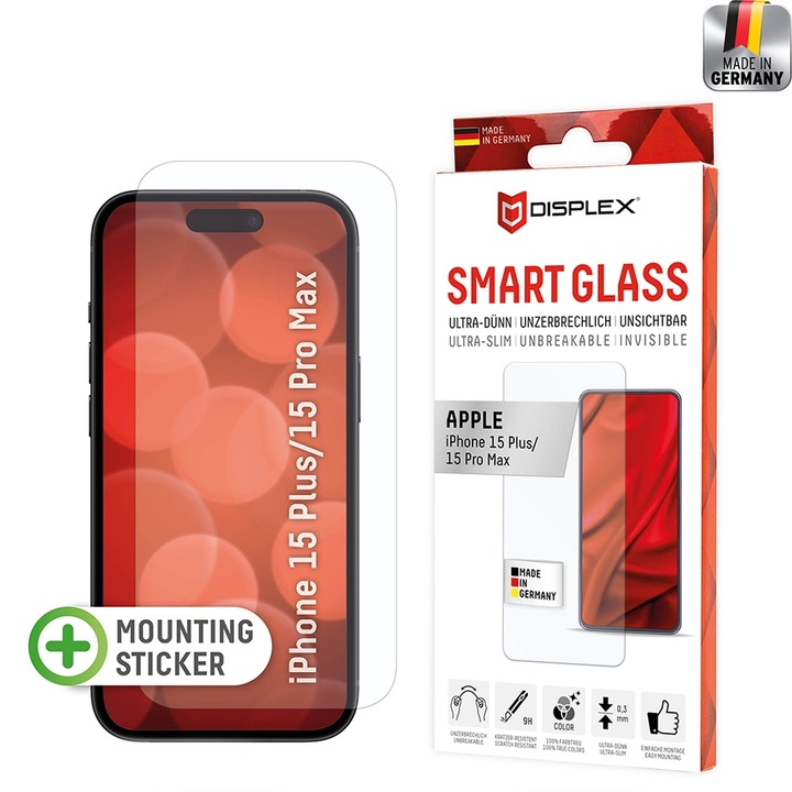 Стъклен Протектор за iPhone 15 Plus / 15 Pro Max - Displex Premium Smart Glass - Прозрачен