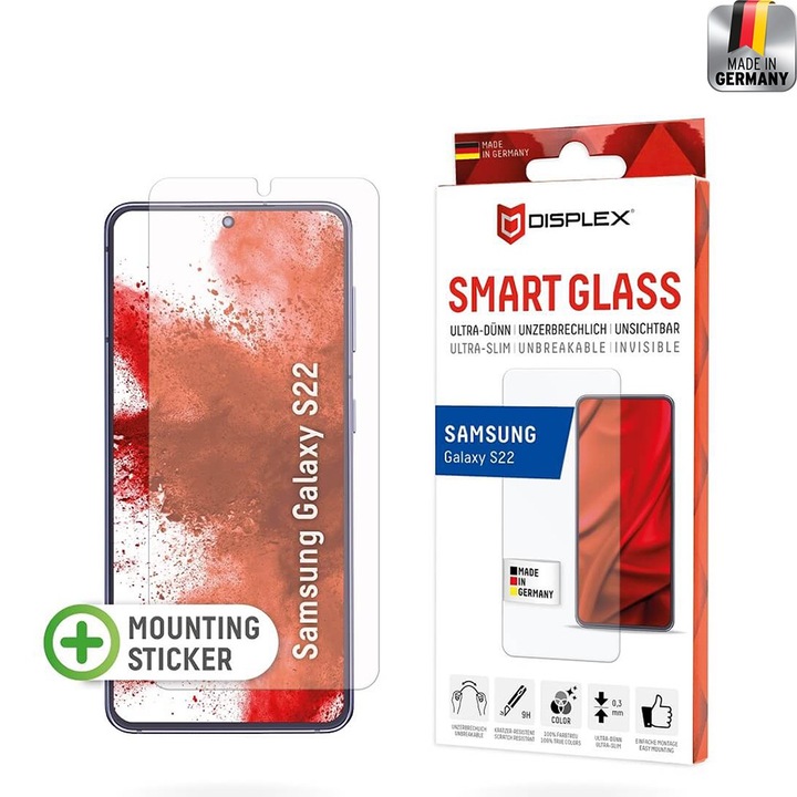 Стъклен Протектор за Samsung Galaxy S22 5G - Displex Premium Smart Glass - Прозрачен