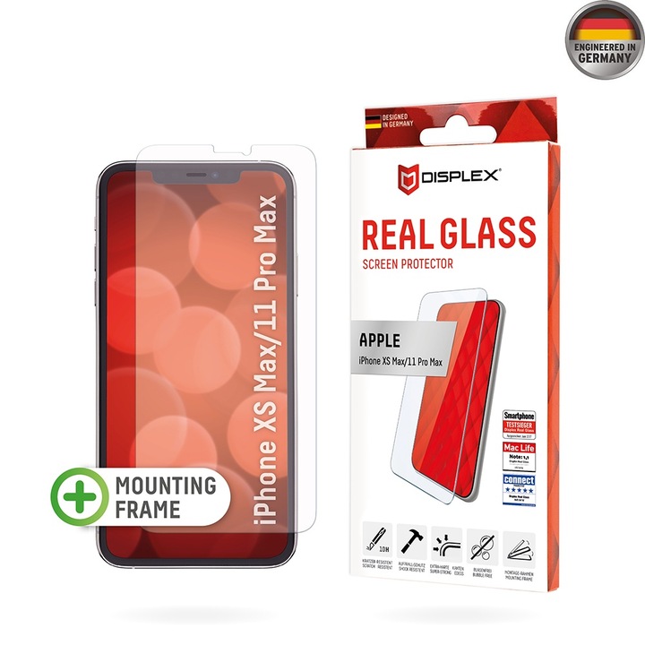 Стъклен Протектор за iPhone XS Max / 11 Pro Max - Displex Premium Real Glass - Прозрачен