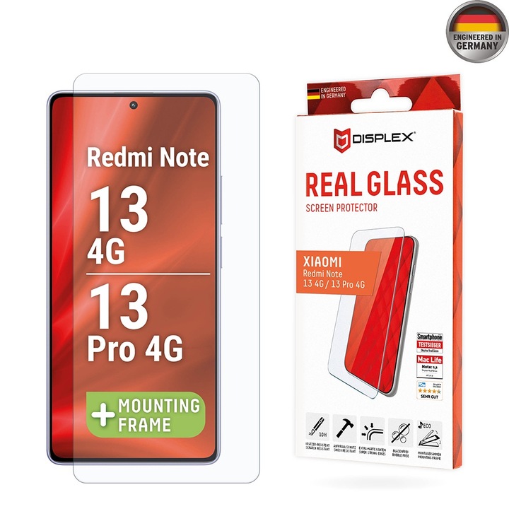 Стъклен Протектор за Xiaomi Redmi Note 13 4G / Note 13 Pro 4G / Poco M6 Pro 4G - Displex Premium Real Glass - Прозрачен