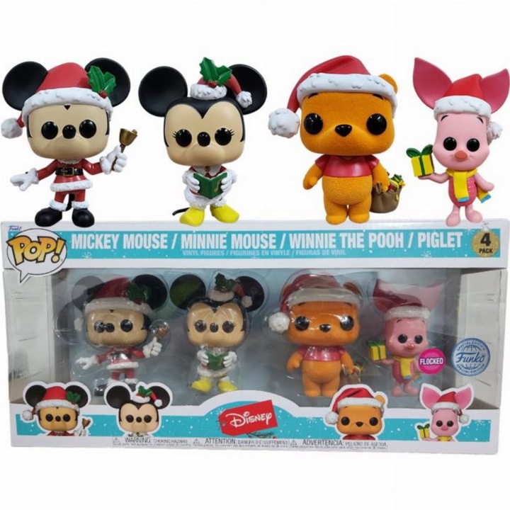 Set Figurine FunKo Disney Holiday, Mickey Mouse, Minnie, Winnie the Pooh, Piglet, Exclusiv