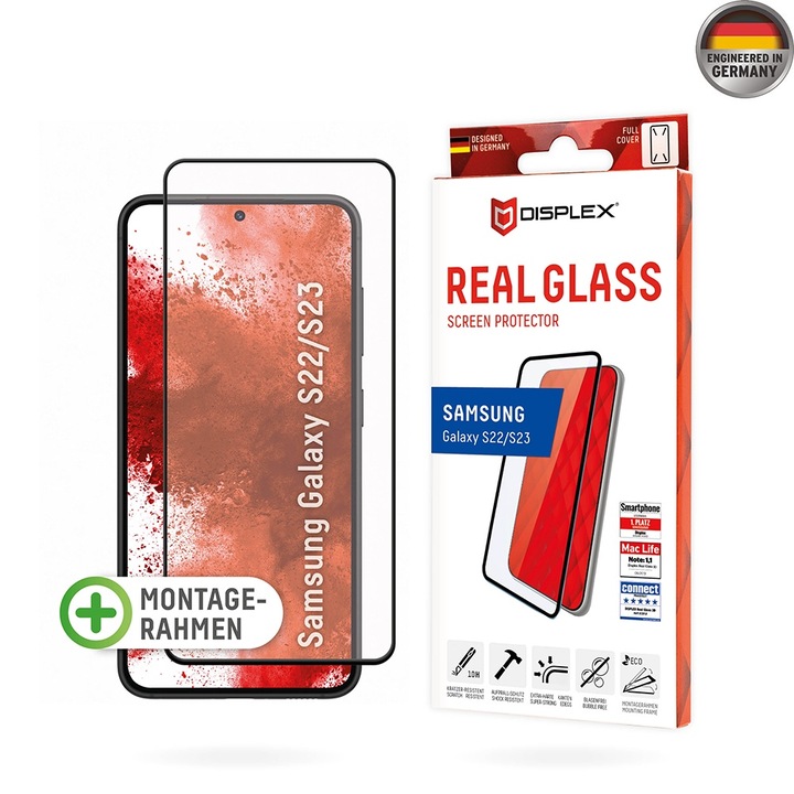 Стъклен Протектор за Samsung Galaxy S22 5G / S23 - Displex Premium Real Glass - Черен